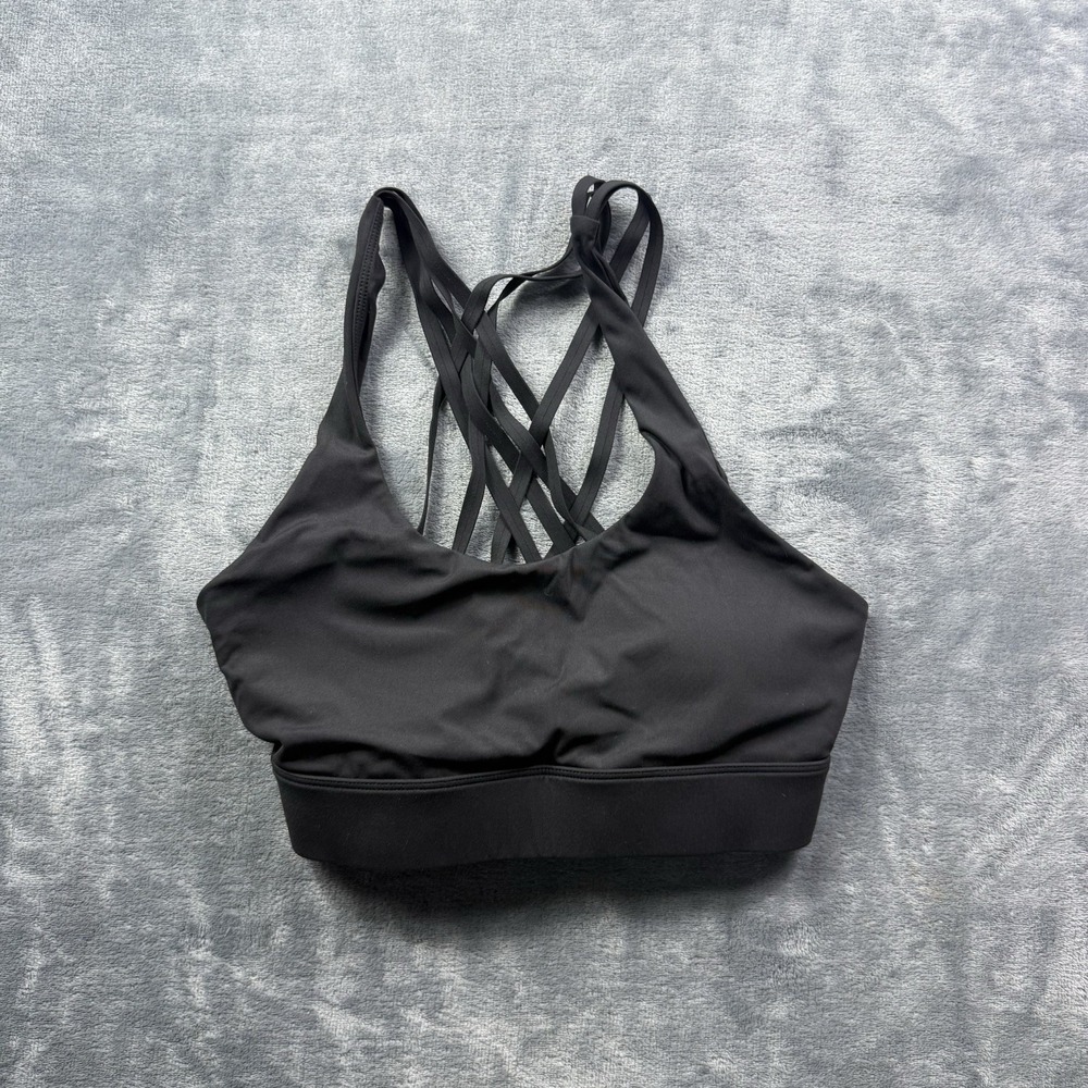 Zyia Active Sports Bra Light n Tight Strappy Back Black Women's Size L